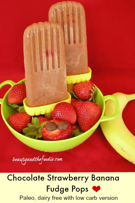 Chocolate Strawberry Banana Fudge Pops, paleo / beautyandthefoodie.com