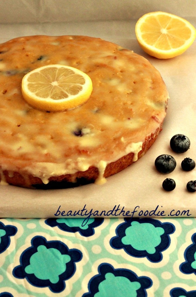 Paleo Lemon Blueberry Poke Cake / beautyandthefoodie.com