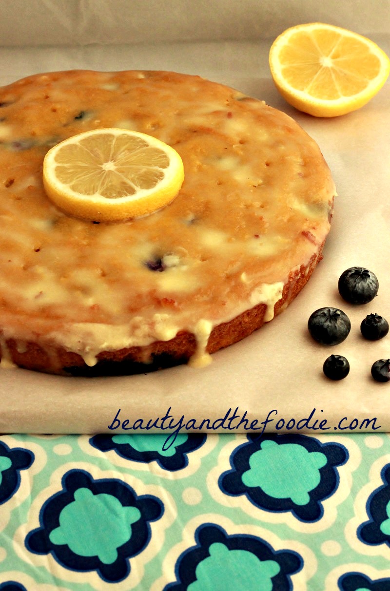 Paleo Lemon Blueberry Poke Cake